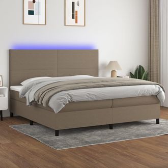 vidaXL Vidaxl - Cama Box Spring Colch&oacute;n Y Luces Led Tela Gris Taupe 200x200 Cm