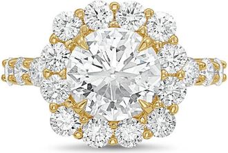 Diana M. Jewels 18kt yellow gold 10.00cts Lab-Grown Round Diamond Halo Ring with Diamond Band