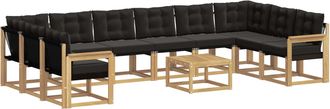 vidaXL Conjunto De Sof&aacute;s De Exterior 11 Uds. Blanco Y Negro Vidaxl