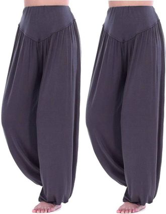 Hoerev Women Super Soft Yoga Pants Trousers Lounge Pant,Darkgrey+Darkgrey 2 Pairs,XXXL
