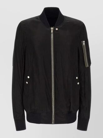 Rick Owens flight bomber jacket ribbed collar pockets