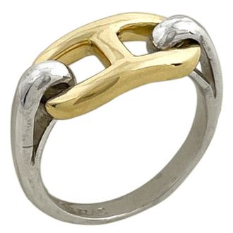 Herm&egrave;s Gold Silver Silver Band Ring (Pre-Owned)