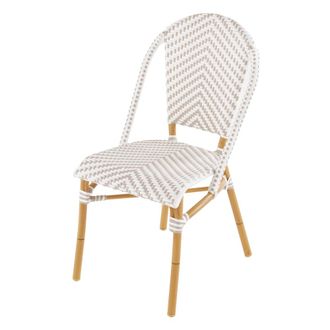 Maisons du monde Silla de exterior para hosteler&iacute;a de resina trenzada blanca/beige Alt. 88 cm