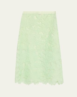 Kiton Floral Embroidered Applique Midi Skirt