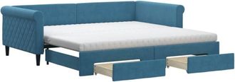 vidaXL Vidaxl - Sof&aacute; Cama Nido Con Cajones Terciopelo Azul 100x200 Cm