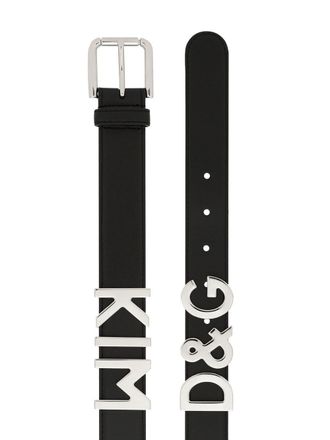Dolce & Gabbana Logo-Plaque Leather Belt - Black