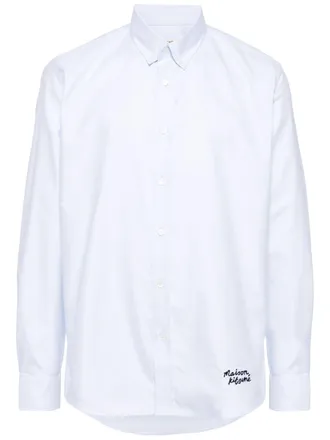 Maison Kitsuné logo-embroidered cotton shirt - Blue