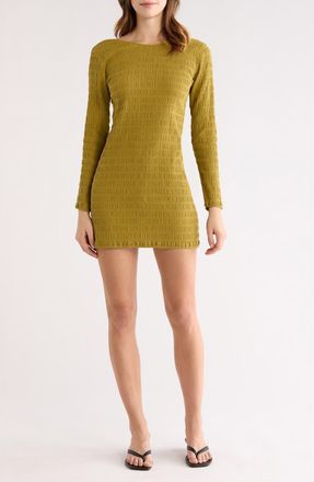 Billabong Dream Life Long Sleeve Pucker Knit Minidress in Moss at Nordstrom, Size X-Large