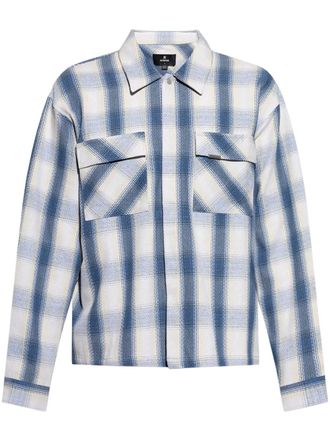 Represent checked flannel shirt - men - Polyester/Linen/Flax/Other fibres/Viscose/Cotton - L - Blue