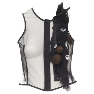 Comme Des Gar&ccedil;ons Comme Des Garcons crystals felt balls sheer vest