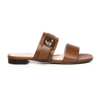 Coccinelle C-Me Buckled Leather Sandal - female - Coccinelle - Sliders - Brown - 6 UK - Shoes