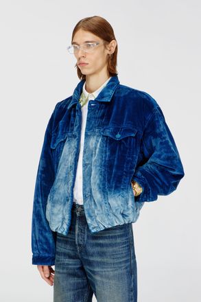 Diesel Elasticated trucker jacket in velvet denim - Denim Jackets - Man - Blue