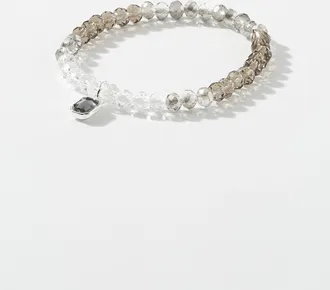 Simons Womens Single-stone two-tone bead bracelet