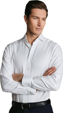 CHARLES TYRWHITT Non-iron Cutaway Collar Slim Fit Herringbone Shirt in White at Nordstrom, Size 16 X 36