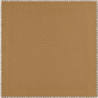 Gucci GG Silk Cotton Jacquard Shawl, Beige, Cotton