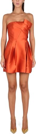 Alberta Ferretti Red Solid Strapless Mini Dress
