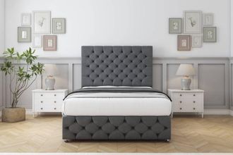 Comfort Beds Florida Coniston Divan Set 2 Drawers-54 Headboard-Footboard in Dark Grey | Size: Single