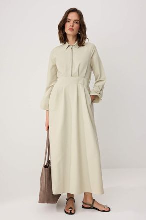 Trendyol Modest Dames Groen Effen Maxi Lang Casual A-lijn Modest Jurken