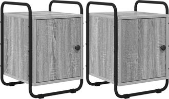 vidaXL Mesa De Noche 2 Uds. Sonoma Gris Madera De Ingenier&iacute;a Vidaxl