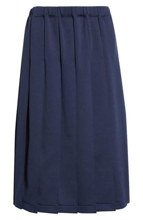 Comme Des Gar&ccedil;ons Pleated Jersey Midi Skirt in Navy at Nordstrom, Size Medium