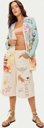 Me369 Mykonos Printed Cardigan In Runic Whisper