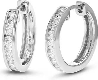 Vir Jewels 3/4 cttw Lab Grown Diamond Hoops Earrings in Sterling Silver With Hidden Post For Women