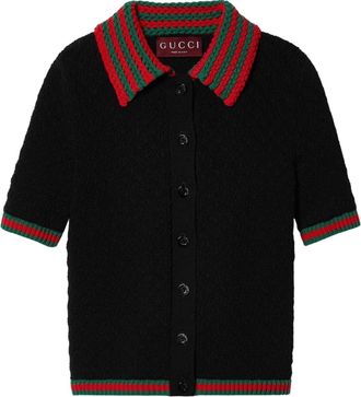 Gucci (WMNS) Gucci Cotton Lace Polo With Web Black 792042-XKD3C-1152