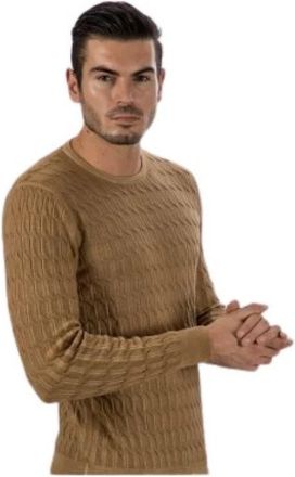Gran Sasso Rondgebreide trui - Heren - Ronde hals truien - Bruin - 2XL - Truien & Vesten
