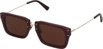 Jacquemus Accessoires, Dames, Bruin, ONE Size, Bruine Haircalf Vierkante Zonnebril