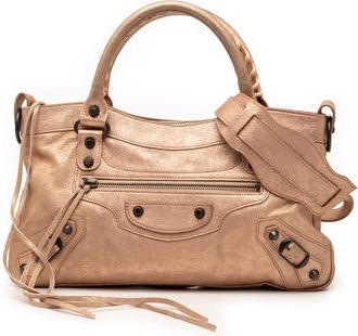 Balenciaga Pre-owned Balenciaga Metallic Craquele Suede Motocross Classic First Satchel Ladies MJS3I6H5TMCX07PY