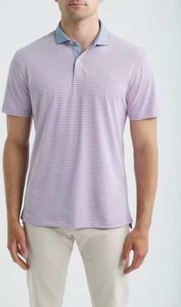 Johnnie-O Cruz Stripe Performance Jersey Polo in Palm Lake at Nordstrom, Size Xx-Large
