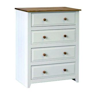 Core 10 Core Products - Capri 4 Drawer Chest - MDF/Pine - 83.5 x 43.5 x 104.3 cm - White/Antique Waxed Pine