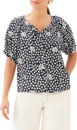 Karen Kane Floral Short Sleeve Button-Up Peasant Top in Floral Print at Nordstrom, Size X-Small