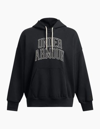 Under Armour Womens Icon Hooded Neck Drop Shoulder Oversize Fit Top - Black - Size: 10