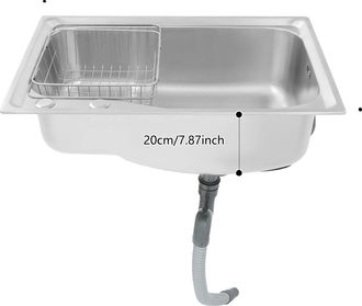OEM Fregadero De Cocina De Un Solo Seno, Incluye Cesta De Escurrido Y Accesorios, Color Plata