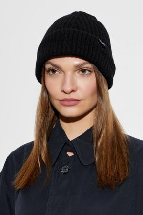 Maison Margiela Wool Beanie With Logo Patch, Unisex, Black