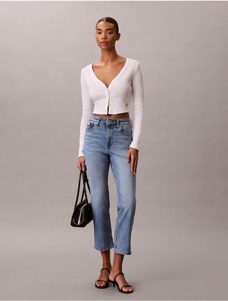 Calvin Klein Jeans Calvin Klein Womens High Rise Cropped Flared Jeans - Blue - 24