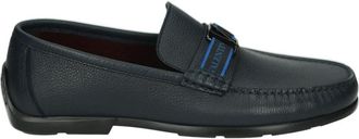Valentino Blauwe Instappers met Rubberen Zool - Heren - Loafers - Blauw - 40 EU - Leer - Schoenen