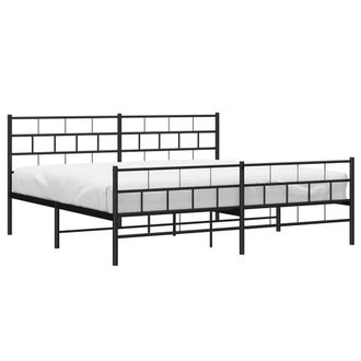 Berkfield Home Metal Bed Frame with Headboard & Footboard Black 183x213 cm
