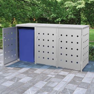 vidaXL Vidaxl - Cobertizo Para 3 Contenedores De Basura Acero Inoxidable 240 L