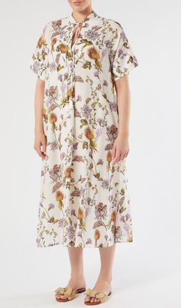 Marina Rinaldi Otto Floral Crepe Dress in White at Nordstrom, Size 12W