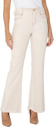 Liverpool L.A. Gia Glider Frayed Pull-On Flare Jeans in Seaside Dunes at Nordstrom Rack, Size 16 (Similar To 16W-18W)