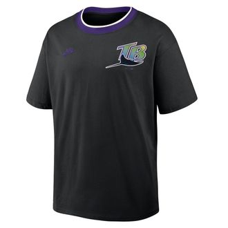 Nike Tampa Bay Rays Cooperstown Ringer Nike Mens MLB T-Shirt in Black | 045Q0H66TDV-N3R