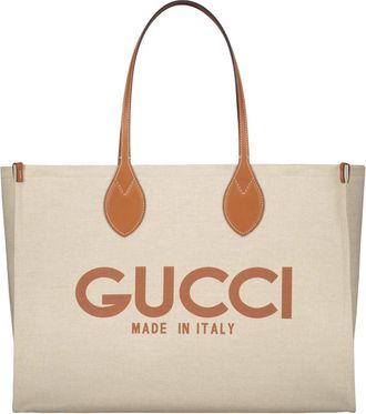 Gucci Shopper Tas met Logo - Dames - Shoppers - Beige - ONE Size - Katoen - Tassen