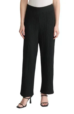 Jones New York Puckered Wide Leg Pull-On Ankle Pants in Jones Black at Nordstrom, Size X-Small
