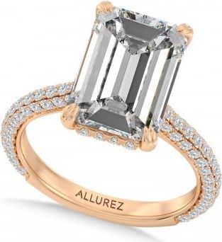 Allurez Emerald Lab Diamond Engagement Ring 14K Rose Gold (4.90ct)