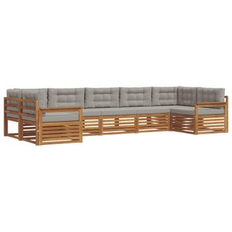 vidaXL Set Di Divani Da Esterno 7 Pz Grigio Naturale E Chiaro Vidaxl