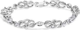 House of Brilliance 925 Sterling Silver 1.0 Cttw Diamond Infinity Loop and Swirl Link Bracelet (I-J Color, I2-I3 Clarity) - 7.25 Inches
