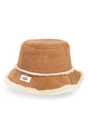 UGG Sheepskin Bucket Hat in Chestnut/chestnut at Nordstrom Rack, Size Small/medium