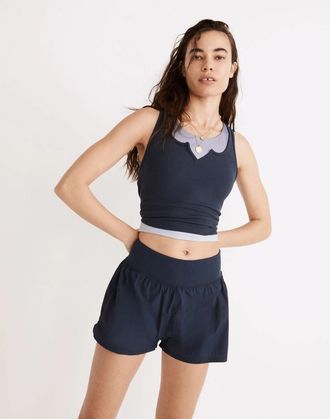 Madewell Womens Madewell MWL Running Shorts Blue Built-in Brief Activewear JZZ418